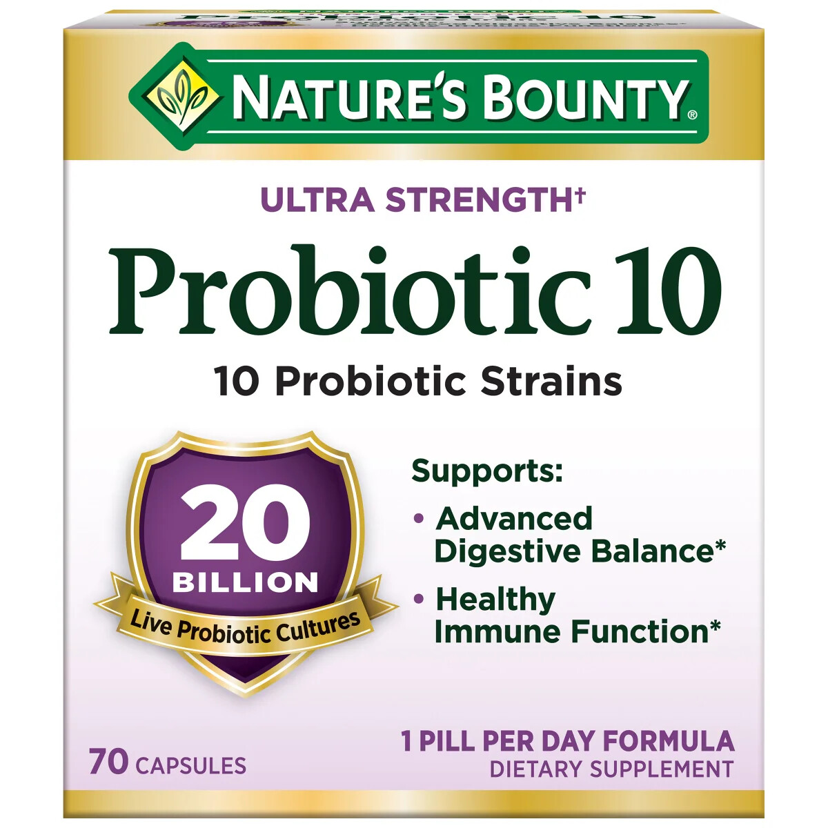Nature’s Bounty Ultra Strength Probiotic 10 Capsules 70 Ct Digestive Support