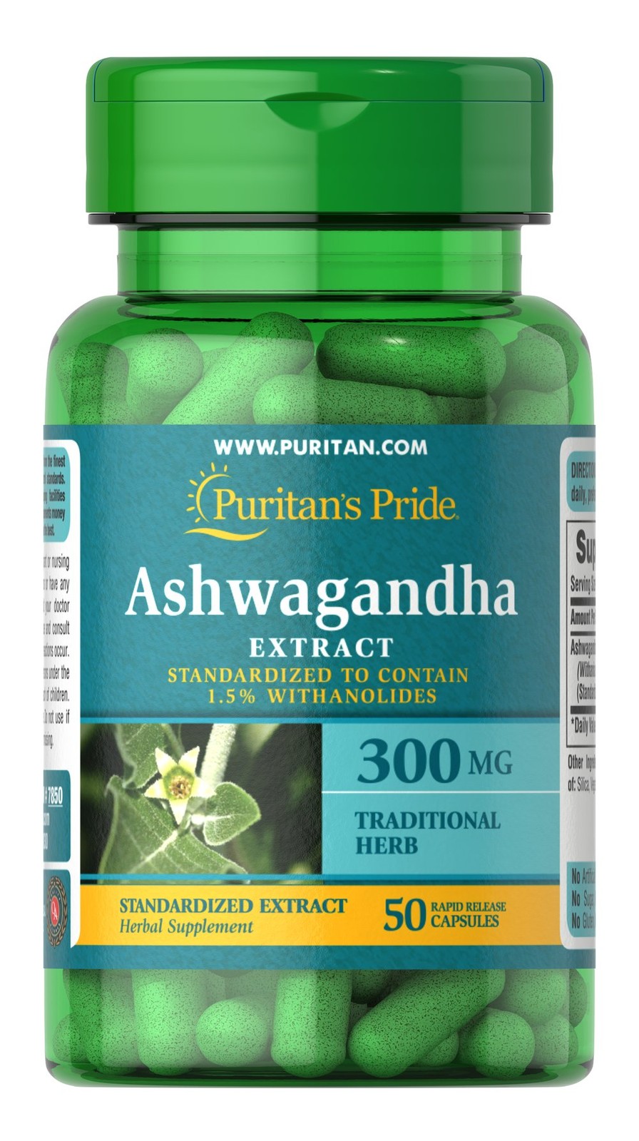 Puritan’s Pride Ashwagandha Standardized Extract 300 mg – 50 Capsules