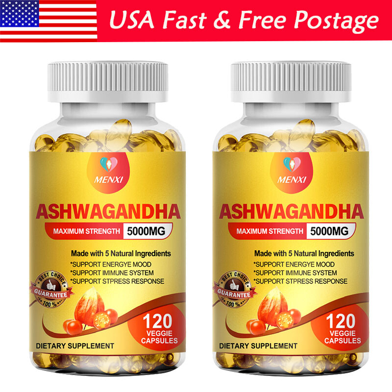 Ashwagandha Capsules – 240 Pills – 5000mg – Immunity Support – USA Free Shipping