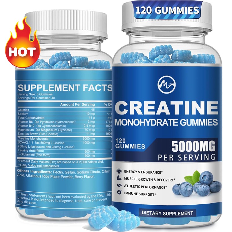 Creatine Monohydrate Gummies 5000mg Muscle Strength and Energy Boost men/women
