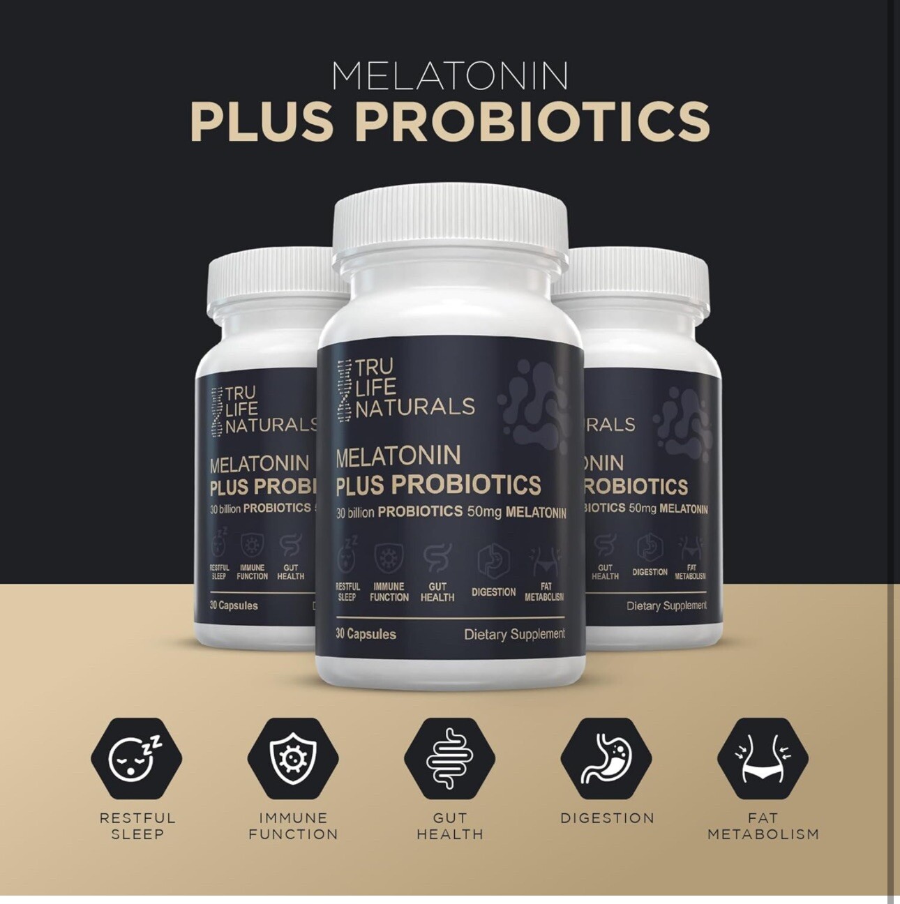 Melatonin 50Mg plus Probiotics 30 Bill Cfu/Better Sleep/Night Formula/Sleep Supp