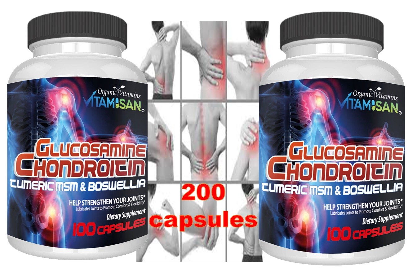 Glucosamine Chondroitin Turmeric & MSM 200 CAPSULES – Bones Joint Support Pills