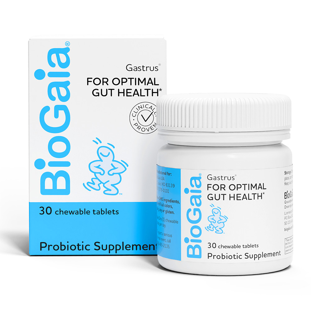 BioGaia Gastrus Chewable Probiotic, Gut Health, Dual Strain, 30 count, 1-Pack