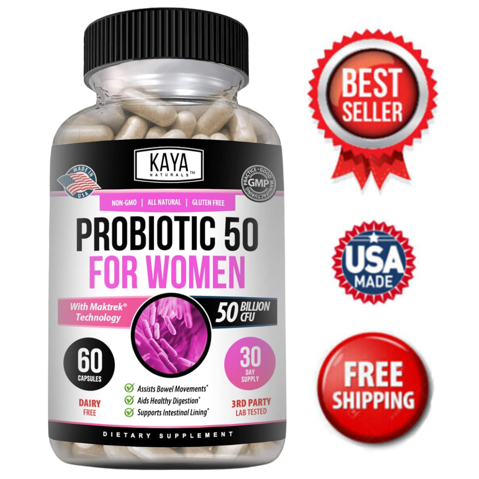 Women’s Probiotic 50 Billion Natural Digestive Immune Gut Health & Support