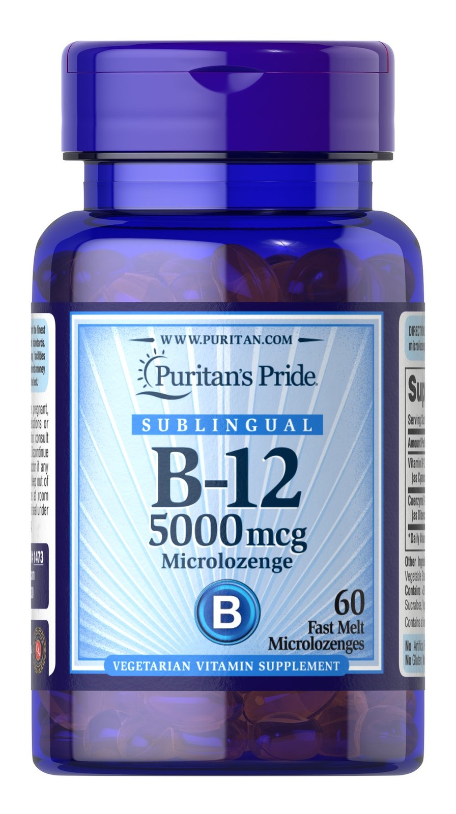 Puritan’s Pride Vitamin B-12 5000 mcg Sublingual – 60 Microlozenges
