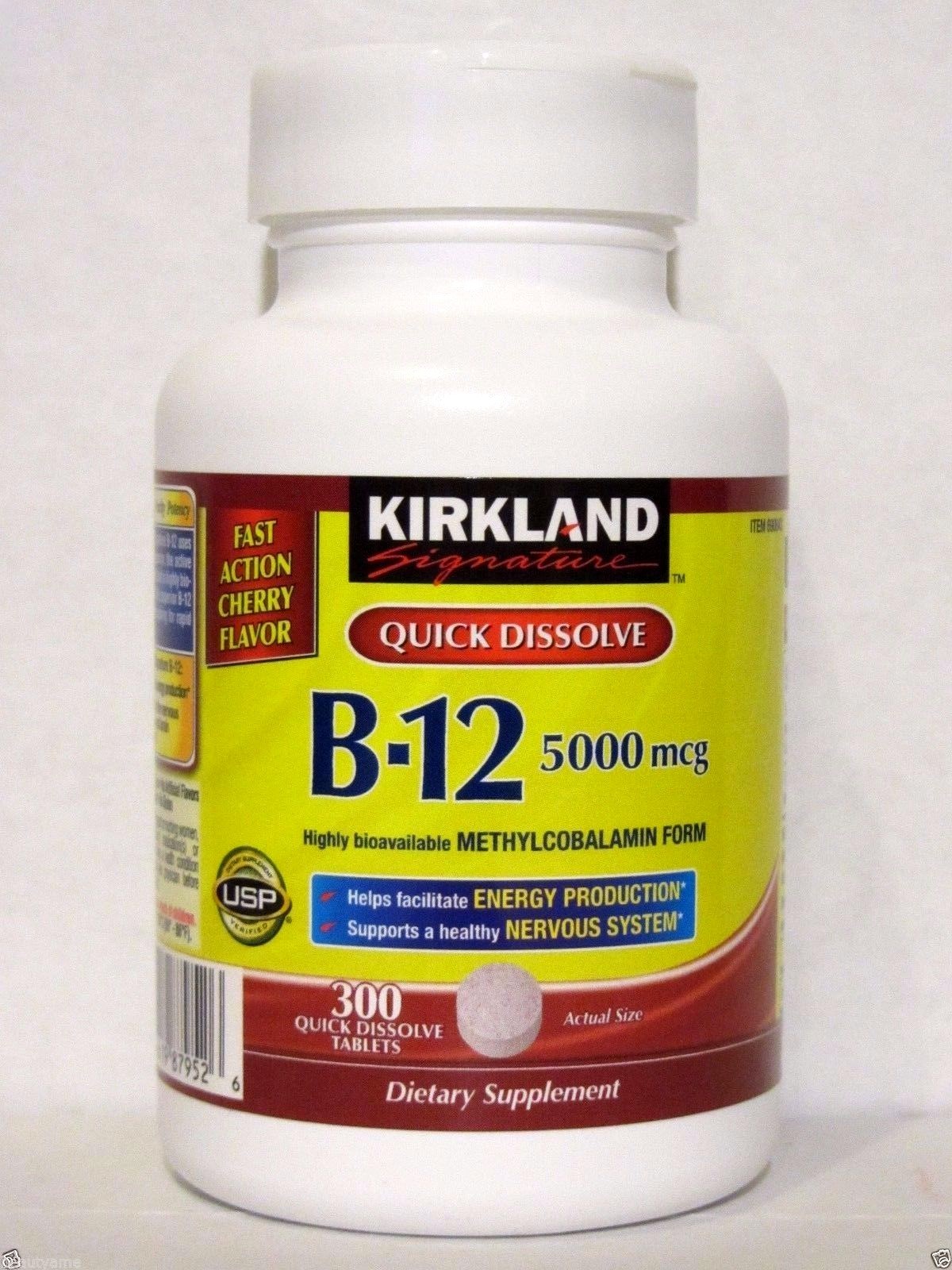 Kirkland Signature Quick Dissolve B-12 5000 mcg 300 Tablets, Methylcobalamin
