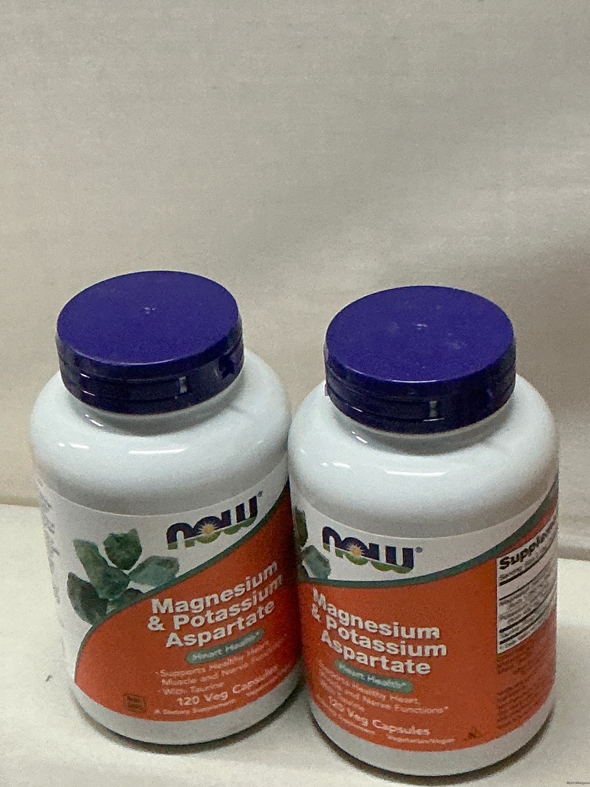 2 Pack NOW Magnesium and Potassium Aspartate Heart Health 120