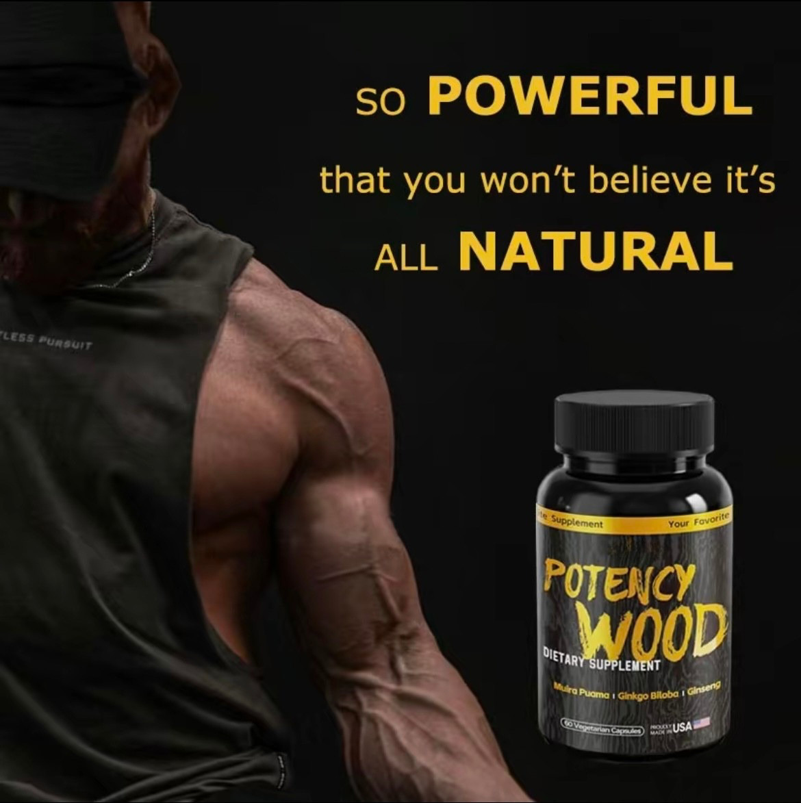 Potency Wood Ginseng Ashwagandha Gingko Tribulus, Herbal Supplements 60 Capsules