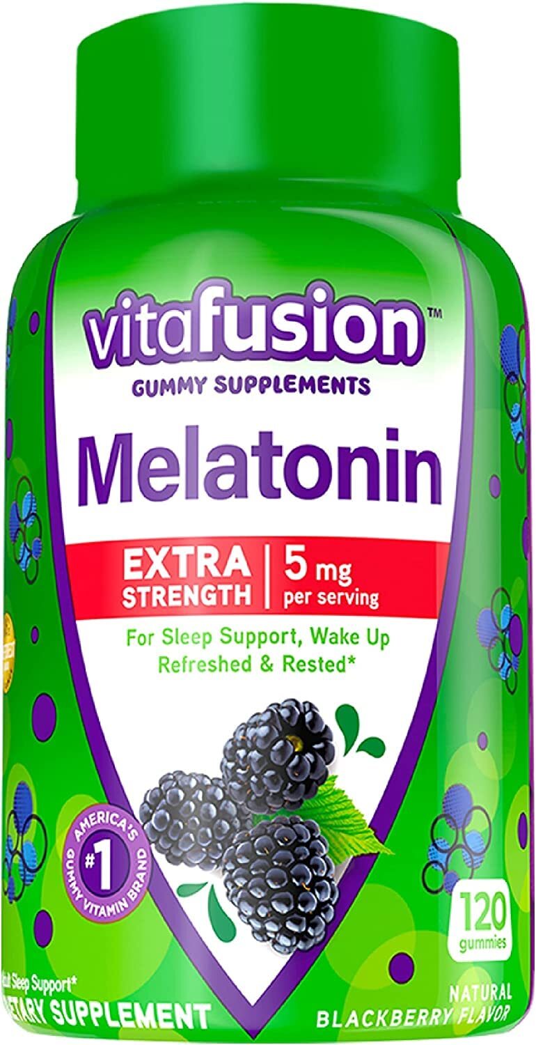 BestBy03/25 Vitafusion Melatonin 5mg Extra Strength Blackberry Gummies 2 Pack