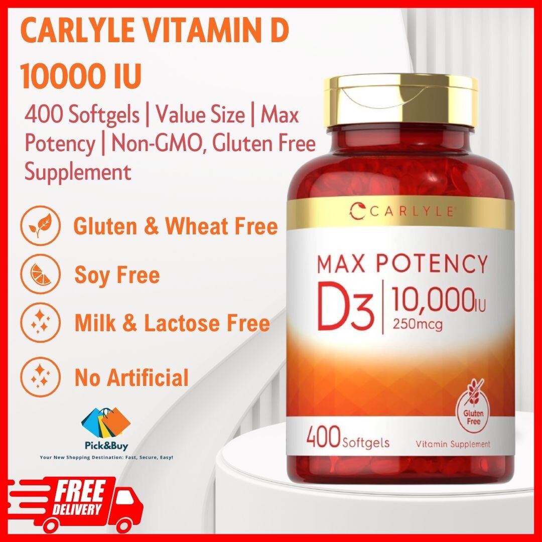 Vitamin D3 10000 IU 400 Softgels | Value Size | Max Potency | by Carlyle