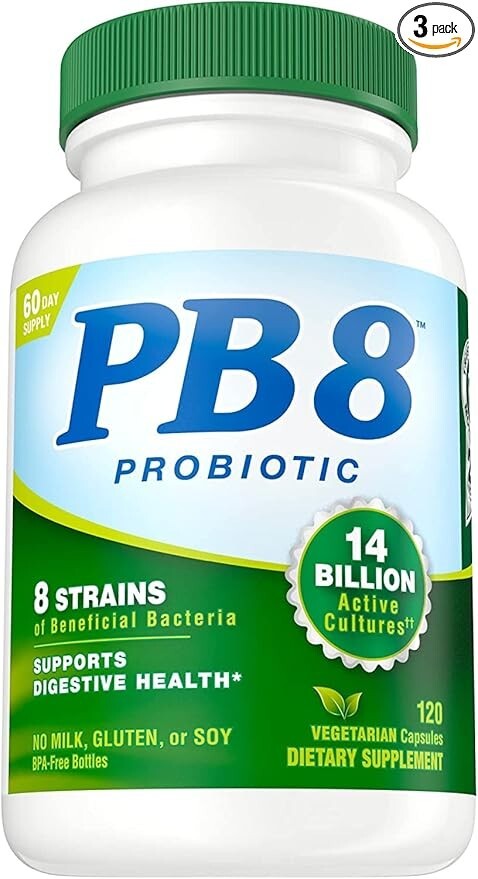 Nutrition (Pack of 3) Now PB 8 Pro-Biotic Acidophilus Caps, Vegetarian, 120-Ct