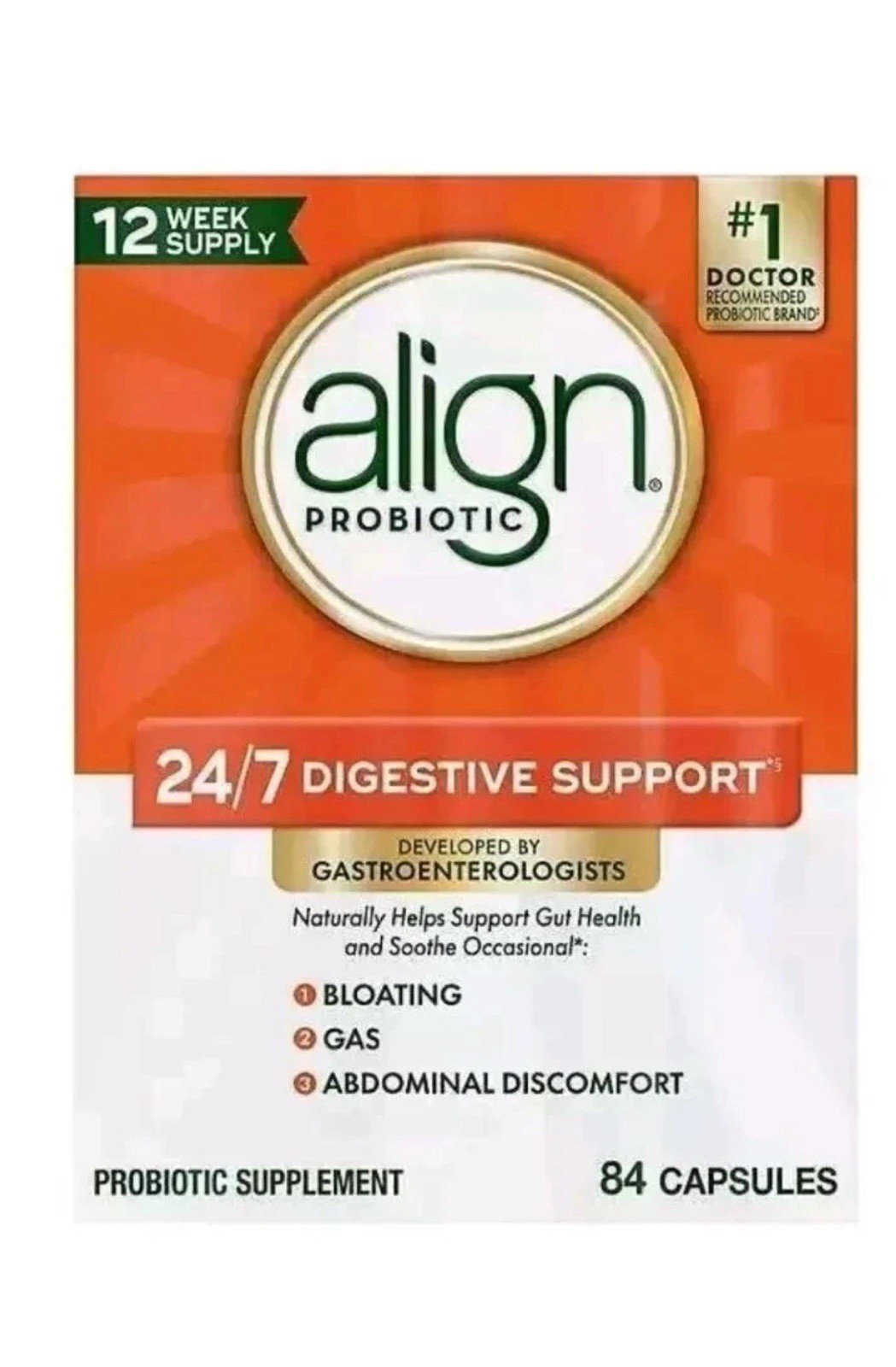Align Probiotic 24/7Digestive Support Developed by Gastroenterologis 84 capsules