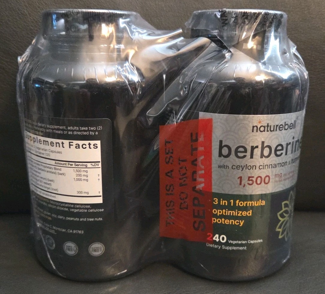 NatureBell Berberine 1500mg Per Serving 480 Capsules Total (240ct×2 Bottles) NEW