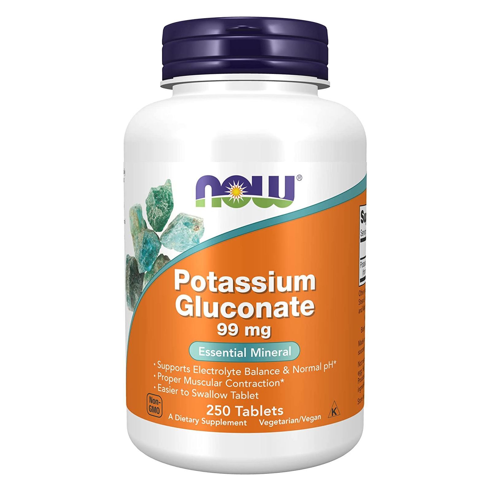 NOW FOODS Potassium Gluconate 99 mg Vegetarian 250 Tablets