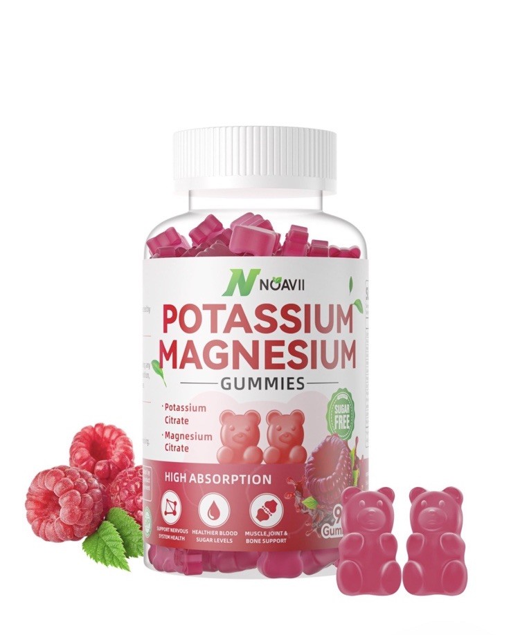 Noavii Magnesium Potassium Supplement Gummies Raspberry 90ct 12/2025 U1