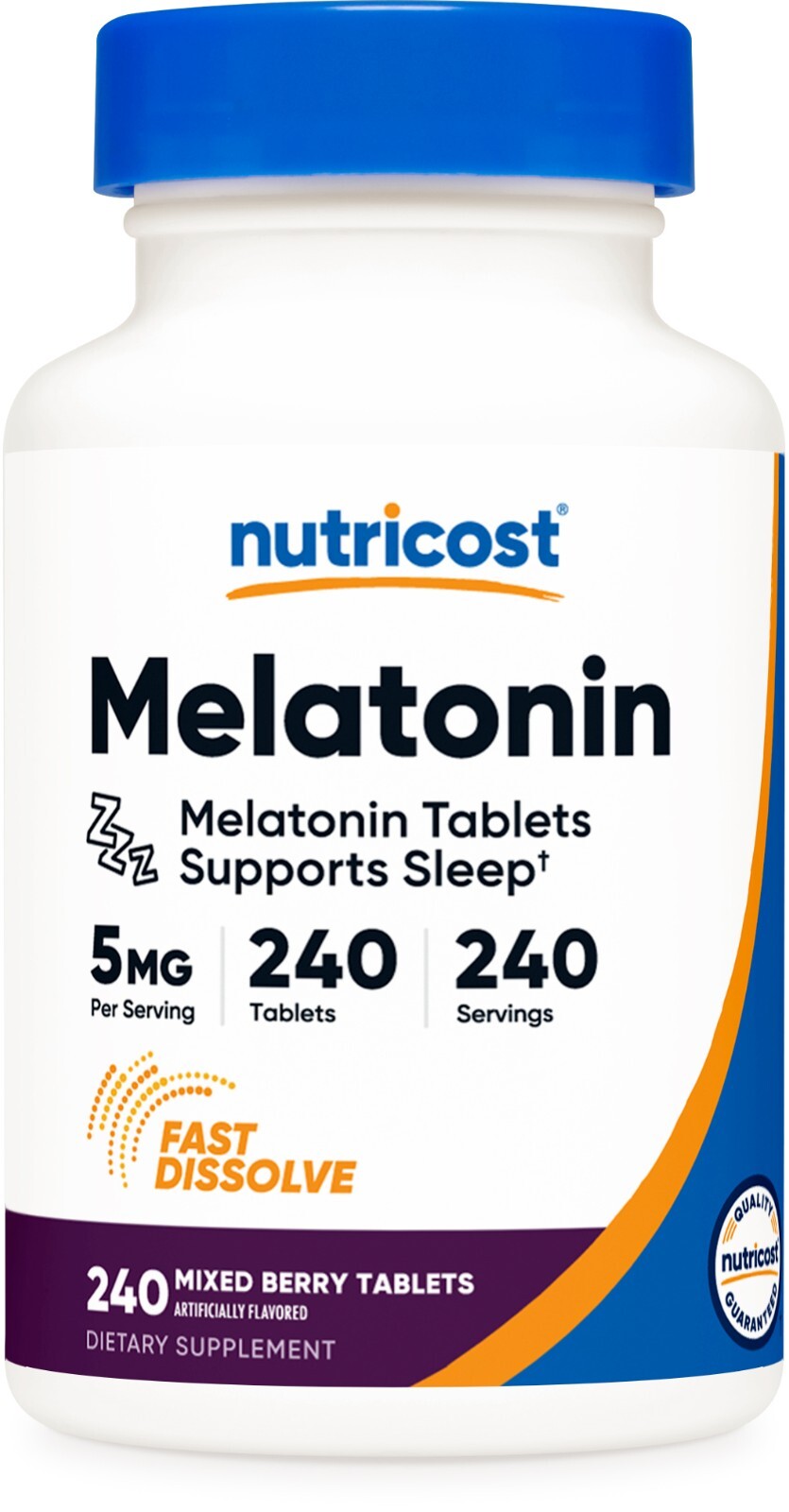 Nutricost Melatonin 5mg, 240 Fast Dissolve Tablets (Mixed Berry) – Non-GMO