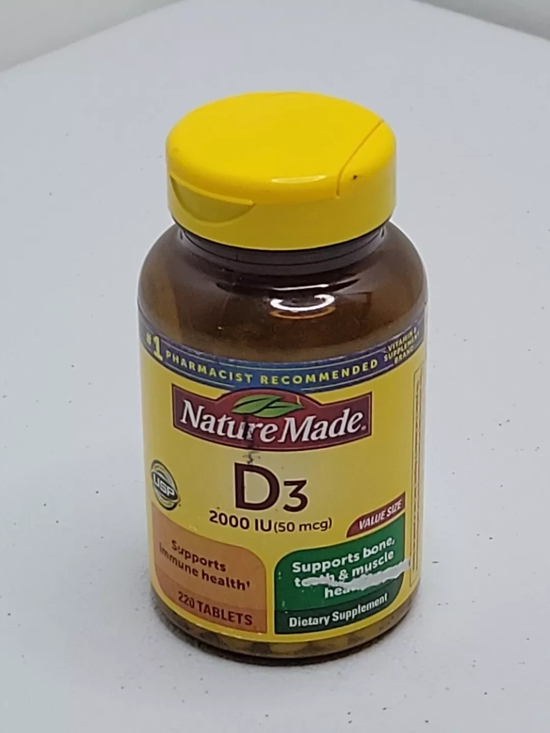 Nature Made Vitamin D3 2000 IU 50 mcg Immune Health 220 Tablets Exp 02/2026