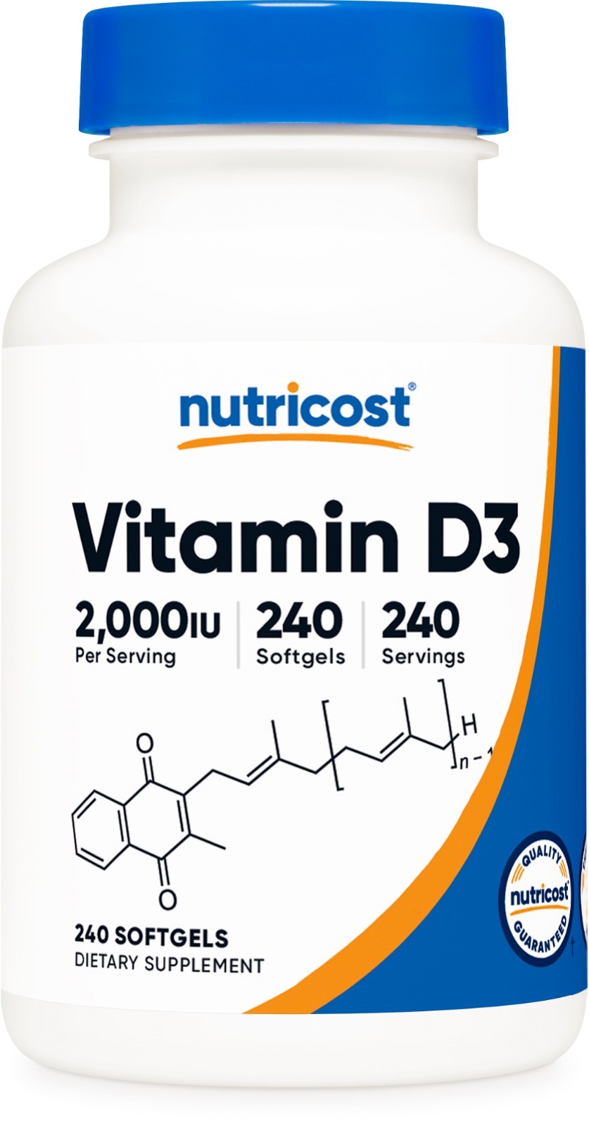 Nutricost Vitamin D3 2000 iu Softgels, 240 Softgels – Non-GMO & Gluten Free