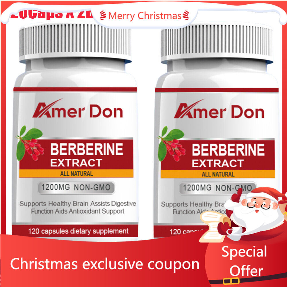2 Bottles Pills Blood Sugar Support Supplement 1200mg Berberine Extract 240 Caps