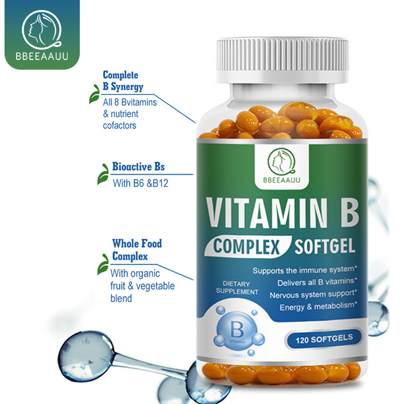 Vitamin B Complex 120 Capsules B1,B2,B3,B5,B6,B7,B9,B12, Immune Support Pills