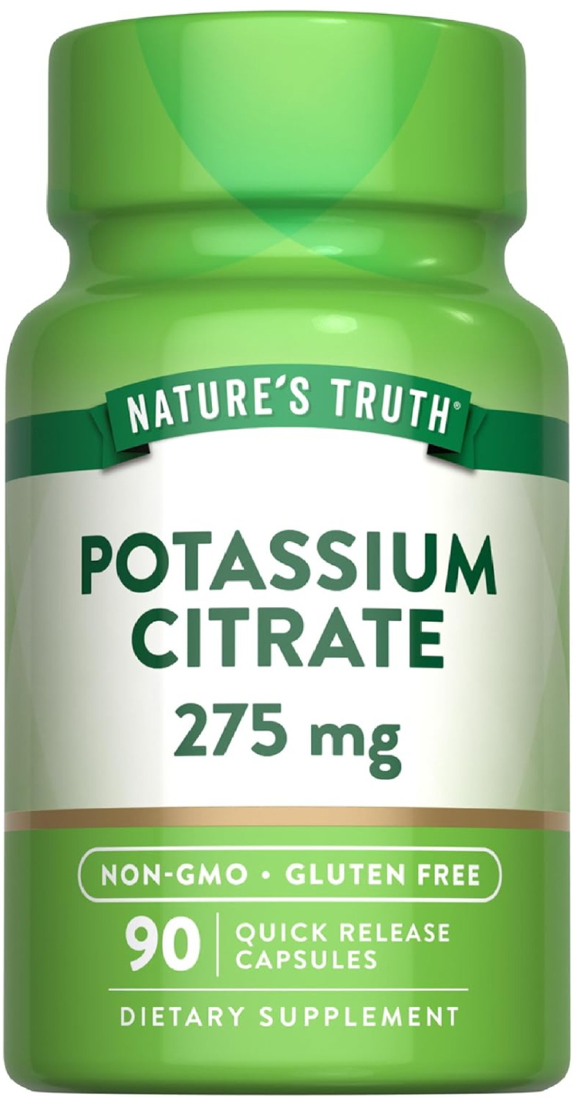Nature’s Truth Potassium Citrate Supplement | 275mg | 90 Capsules | Non-GMO & Gl