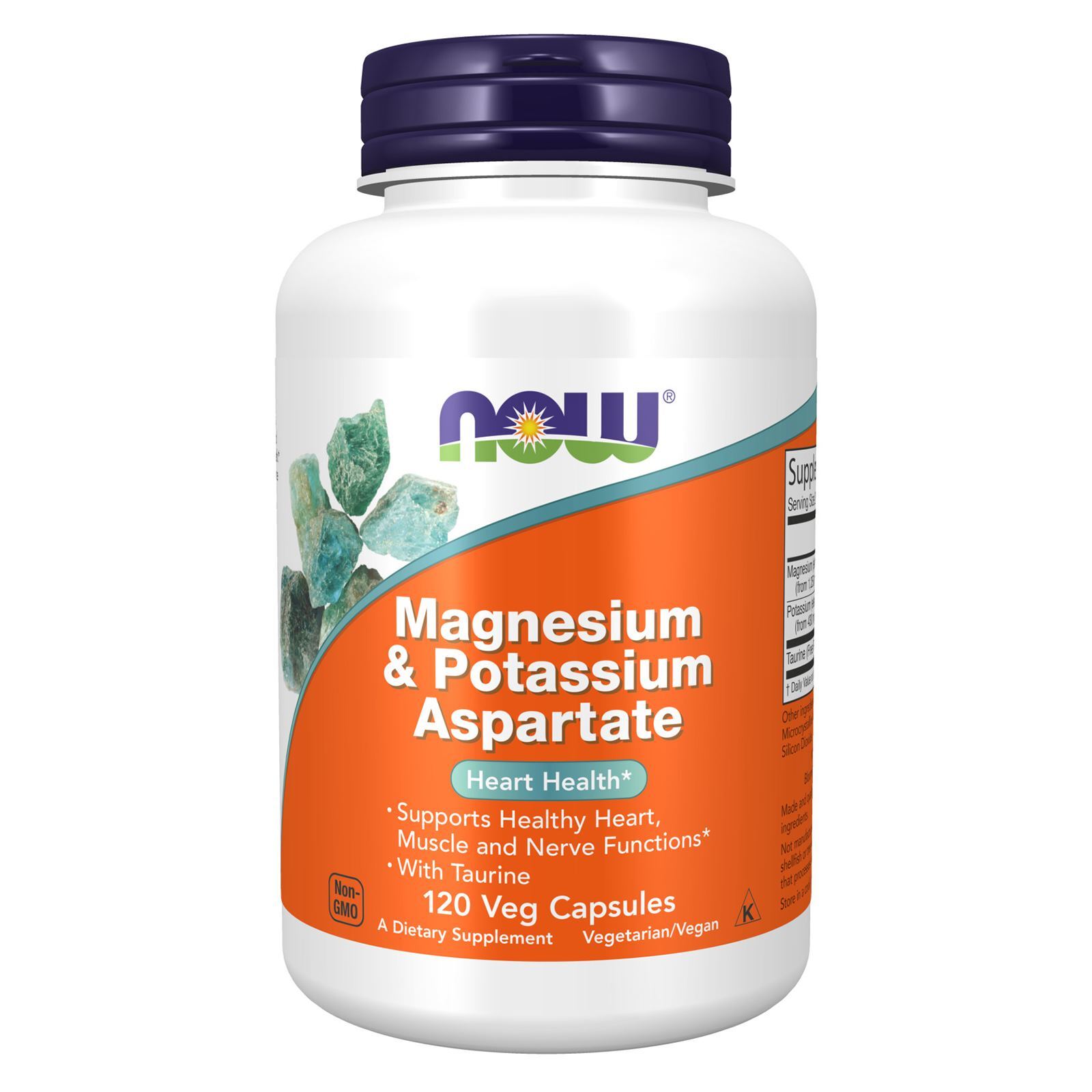NOW FOODS Magnesium & Potassium Aspartate 120 Veg Capsules