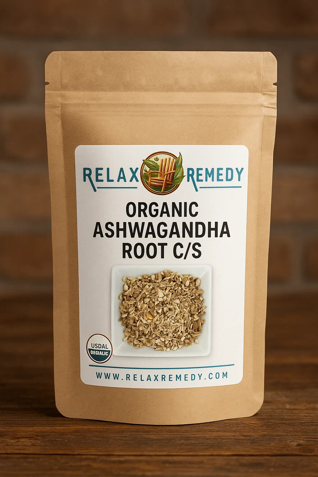 Organic Ashwagandha Root C/S – 100% Pure Non-GMO Withania Somnifera, Adaptogenic