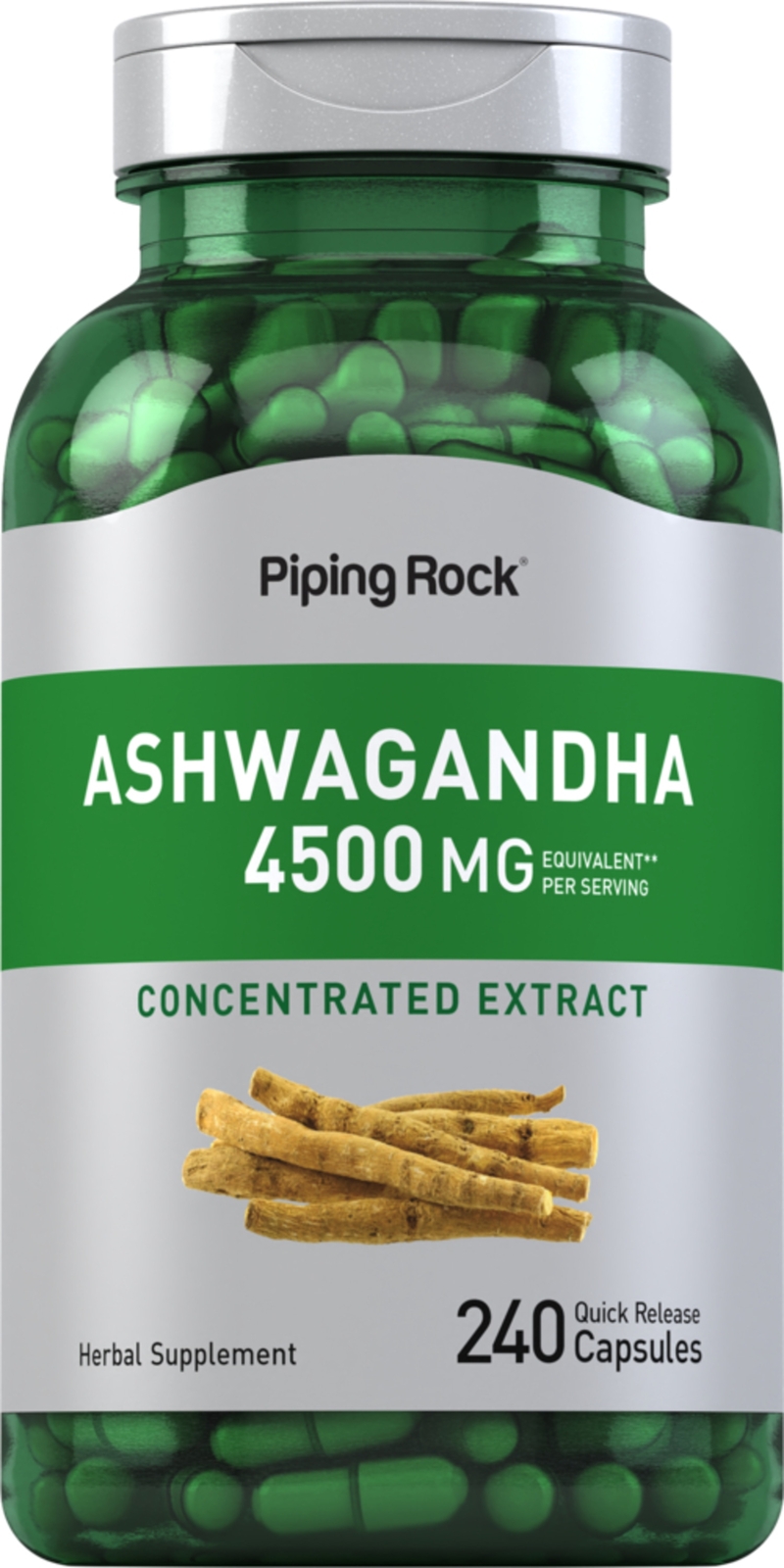 Ashwagandha Supplement 4500 mg | 240 Capsules | Non-GMO | by Piping Rock