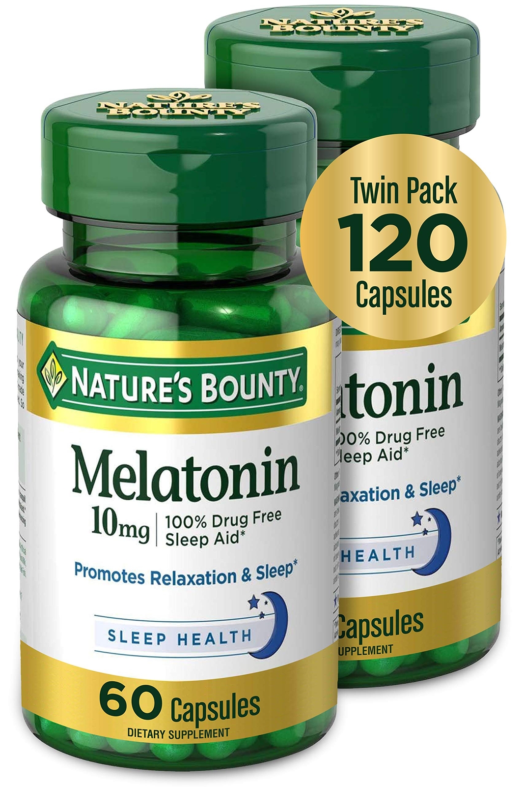 Nature’s Bounty Melatonin, Promotes Relaxation and Sleep Health, 10mg, Capsules,