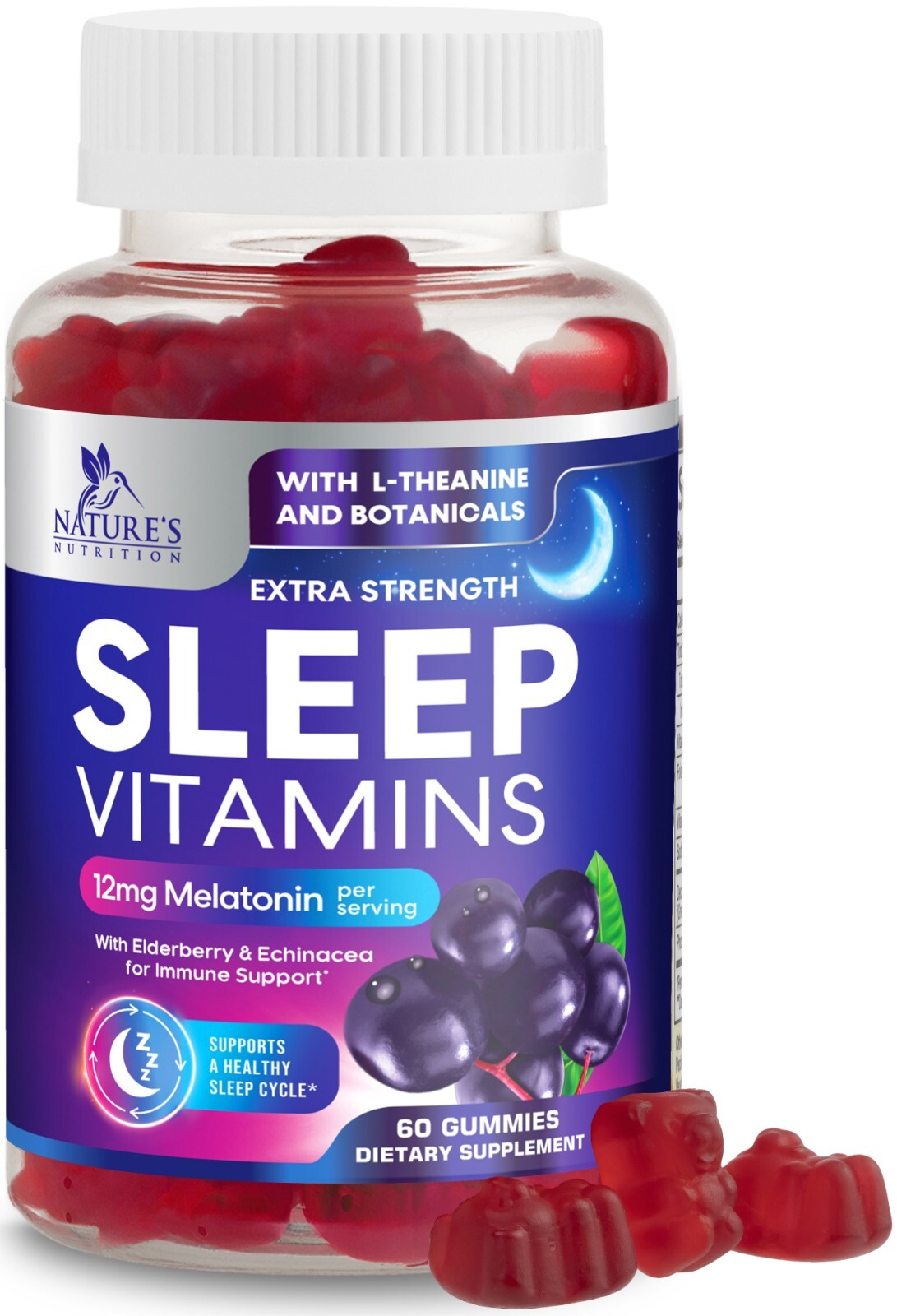 Melatonin Gummies with 12mg – Best Extra Strength, Non-Habit Forming Sleep Gummy