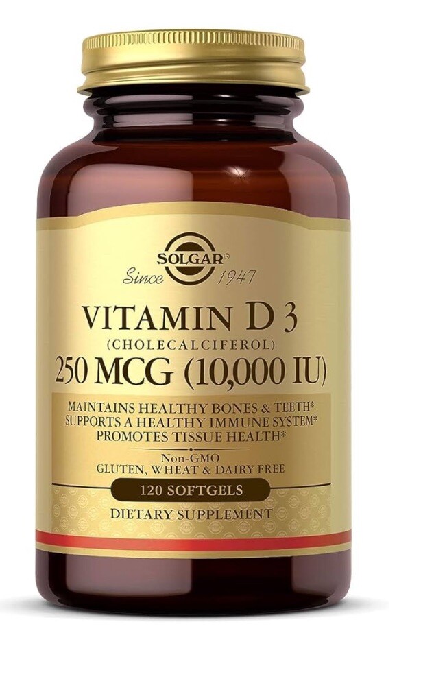 Solgar Vitamin D3 Cholecalciferol 250 mcg 10000 IU 120 Softgels