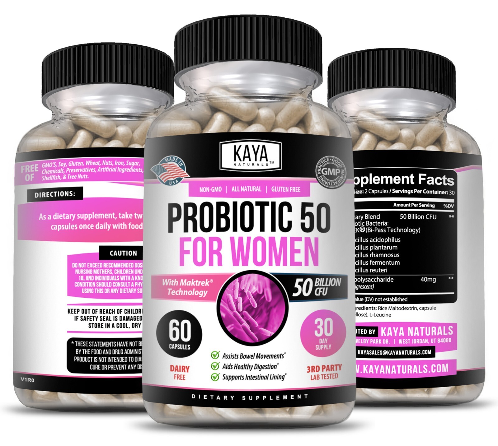 3x Women’s Probiotic 50 Billion Natural Digestive Immune Gut Health