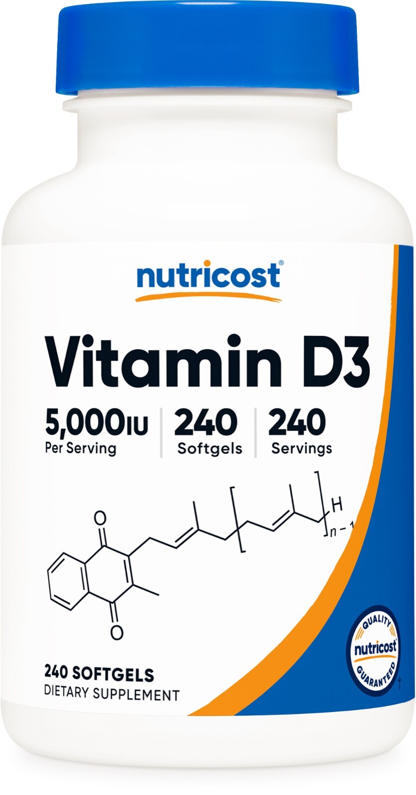 Nutricost Vitamin D3 5,000 IU, 240 Softgels – Gluten Free & Non-GMO