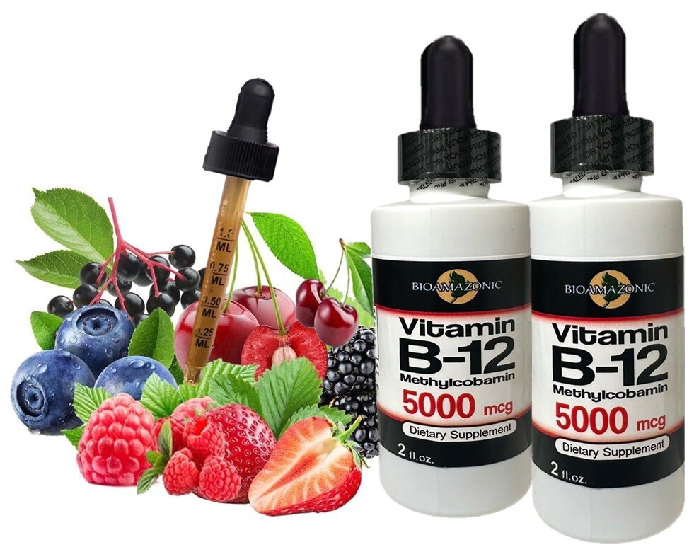 2 B-12 Energy Berry Fruits  Methylcobalamin B12,B1,B6,B2,B3,B5,B9  4OZ TOTAL