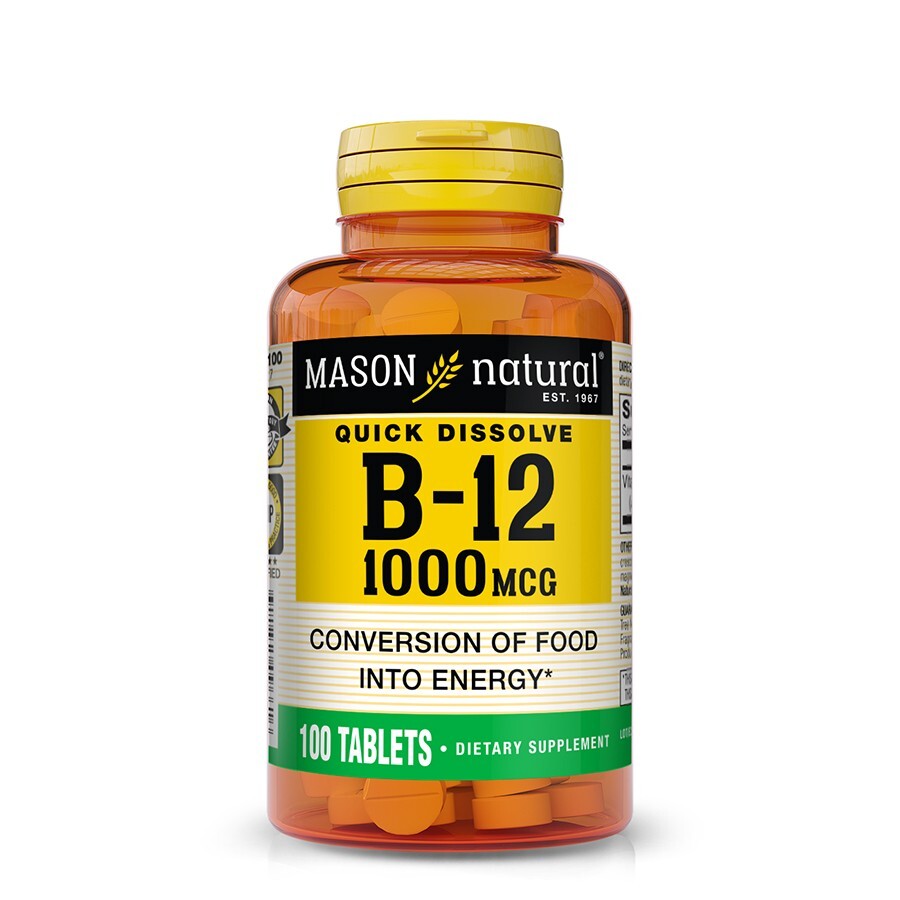 VITAMIN B 12 1000 MCG SUBLINGUAL B12 B-12 100 TABLETS MASON NATURAL