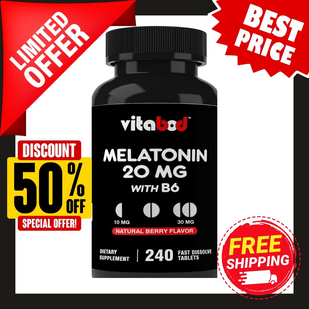 Melatonin 20mg High Potency Natural Sleep Aid Berry Flavor 240 Fast Dissolve TAB