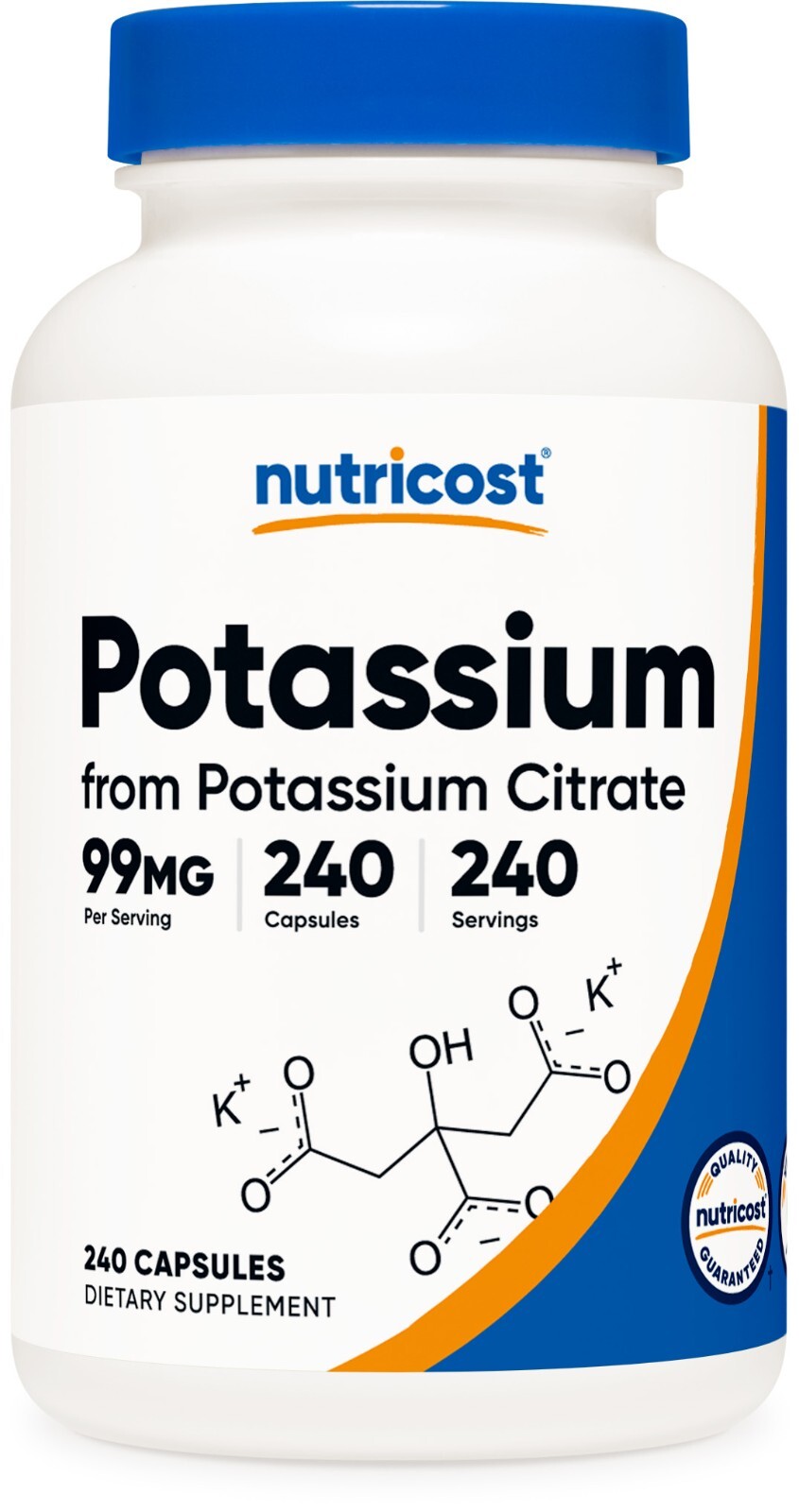 Nutricost Potassium Citrate 99mg, 240 Capsules – Gluten Free & Non-GMO