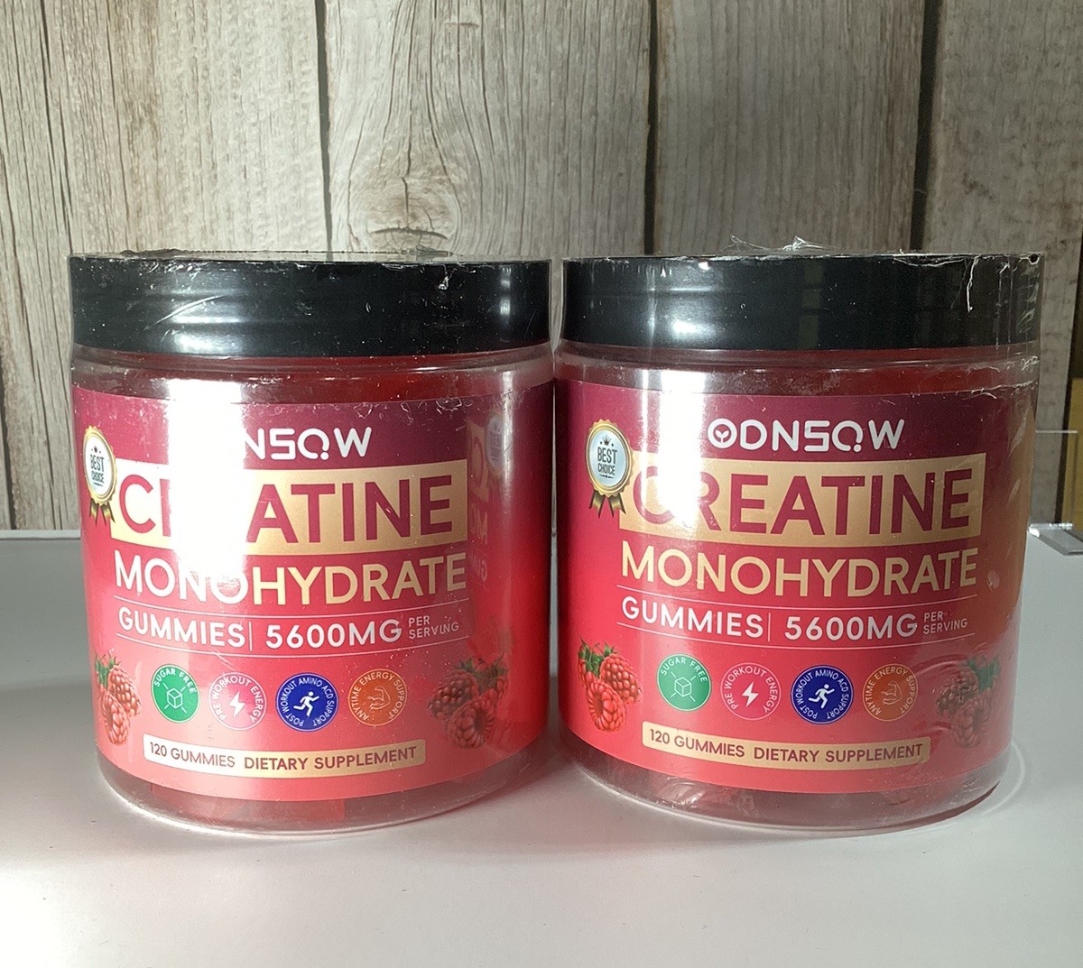 Creatine Monohydrate Gummies (2 PACK)  120ct Raspberry 5600mg Per Serving ODMSOW