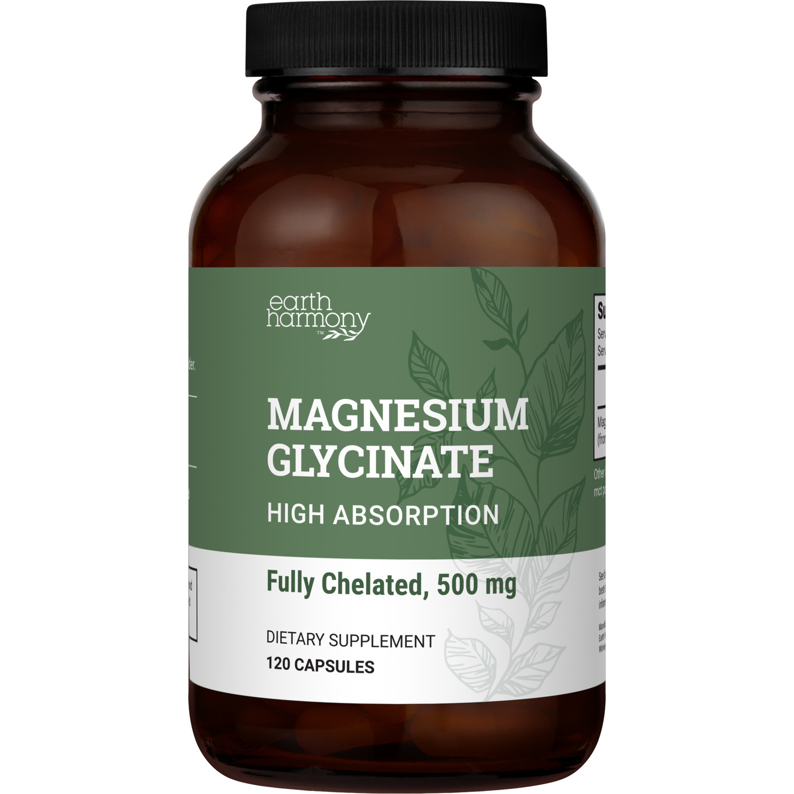 Earth Harmony Pure Chelated Magnesium Glycinate 500 mg – 120 Capsules