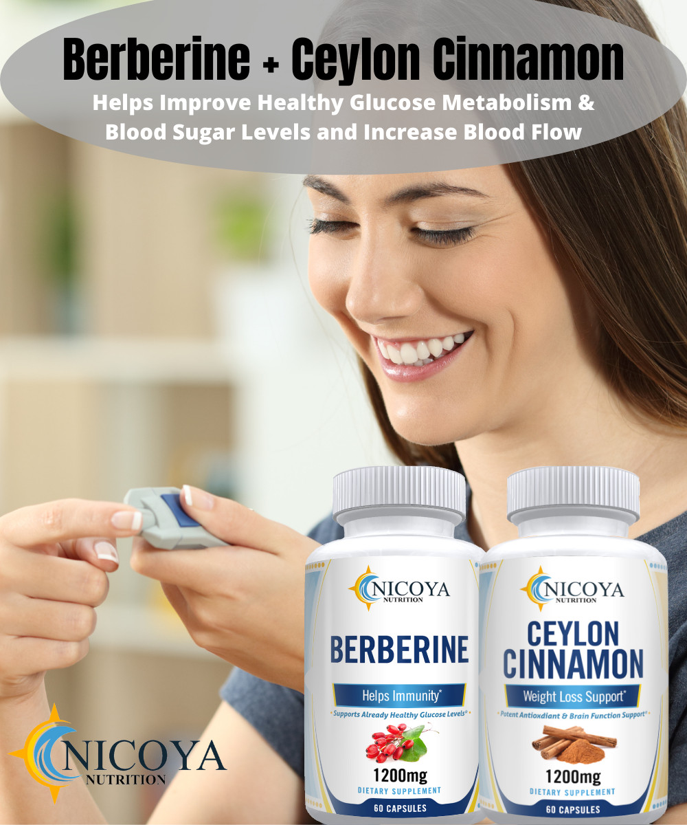 Berberine PLUS Ceylon Cinnamon- Heart Health, Blood Sugar Support & Blood Flow