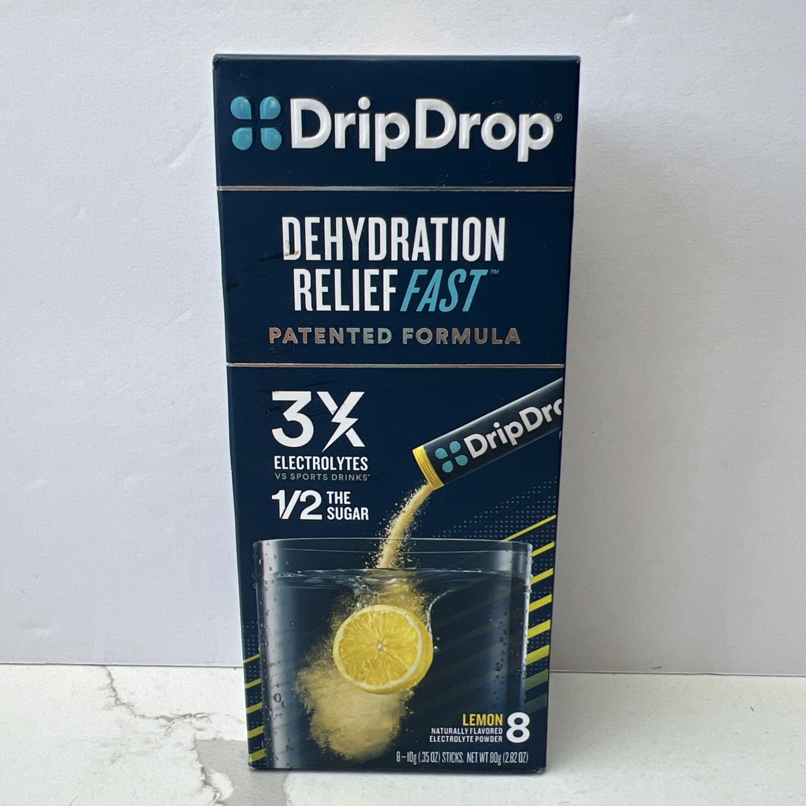 DripDrop Dehydration Relief Fast 8 Lemon Electrolyte Powder Sticks Exp 09/2026