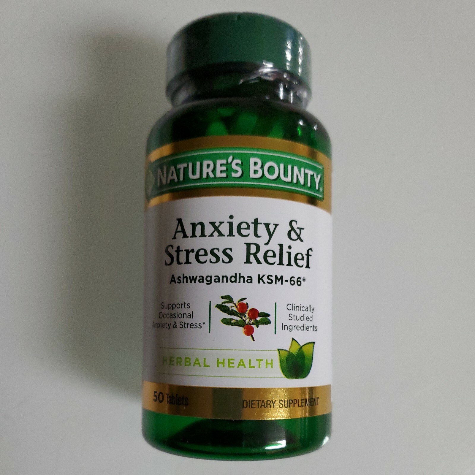 Nature’s Bounty Anxiety Stress Relief Ashwagandha 50 Count Exp 2026+