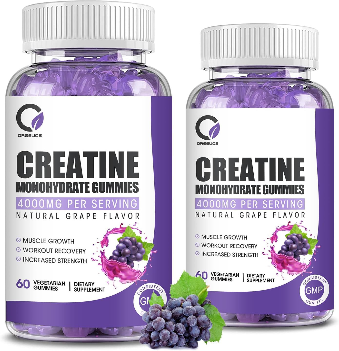 Creatine Gummies 4000mg w/ Collagen & BCAA, Muscle Strength, Grape Flavor SEALED