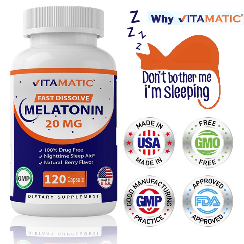 Vitamatic Fast Dissolve Melatonin 20mg – High Potency Natural Sleep Aid