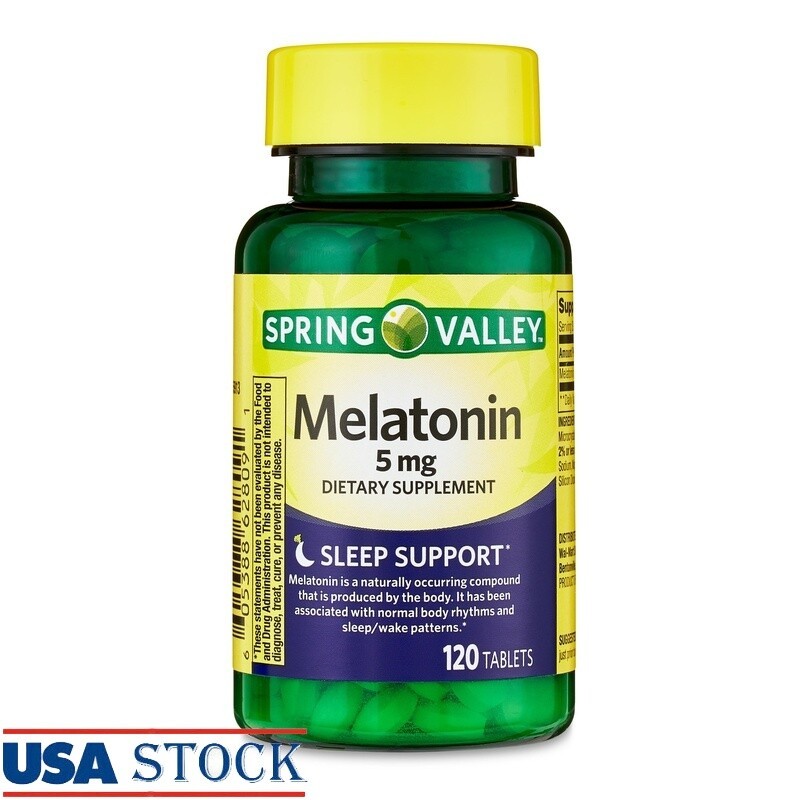 Melatonin 5mg Sleep Support Tablets Gluten Free 120 Count Dietary Supplement New