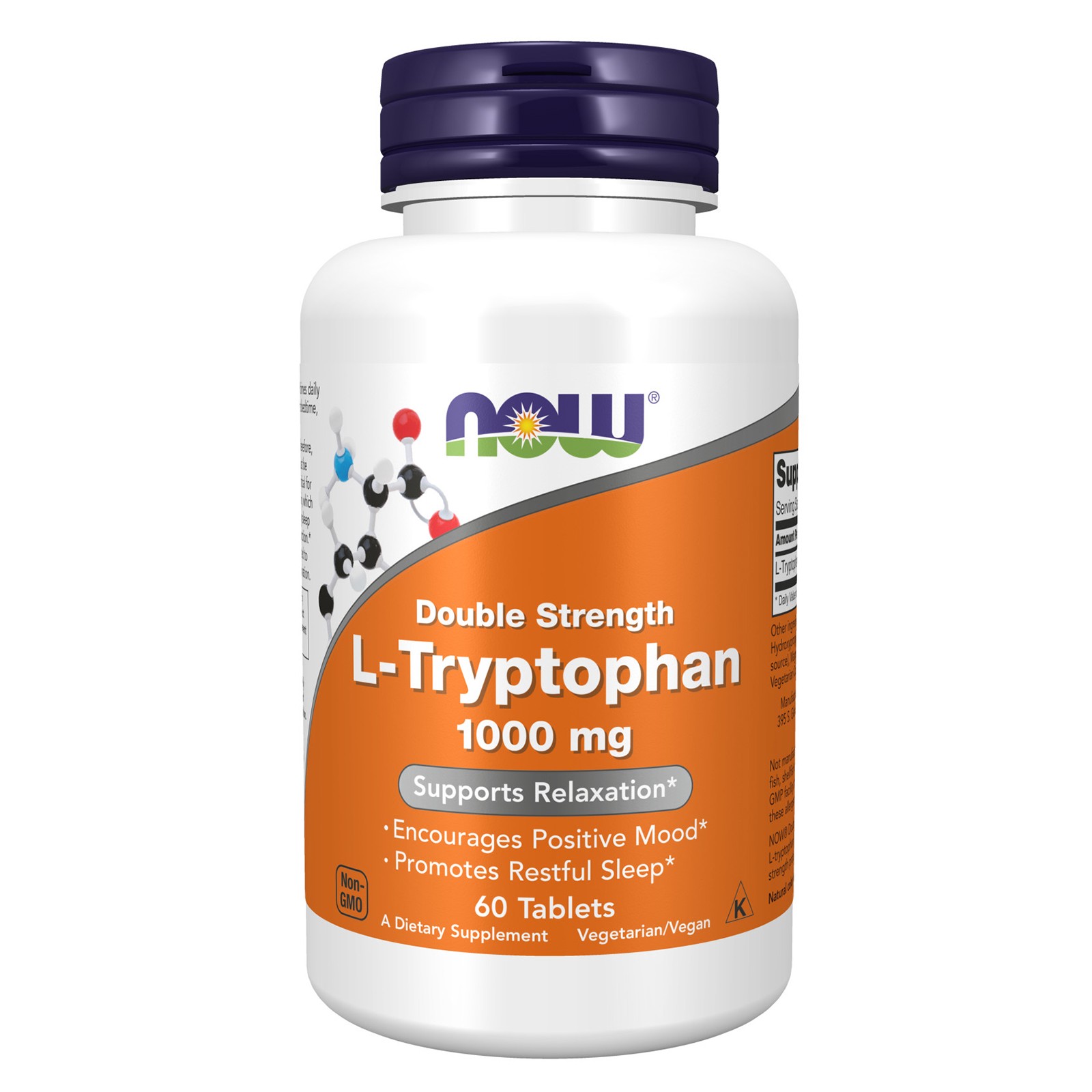 NOW FOODS L-Tryptophan Double Strength 1000 mg 60 Tablets