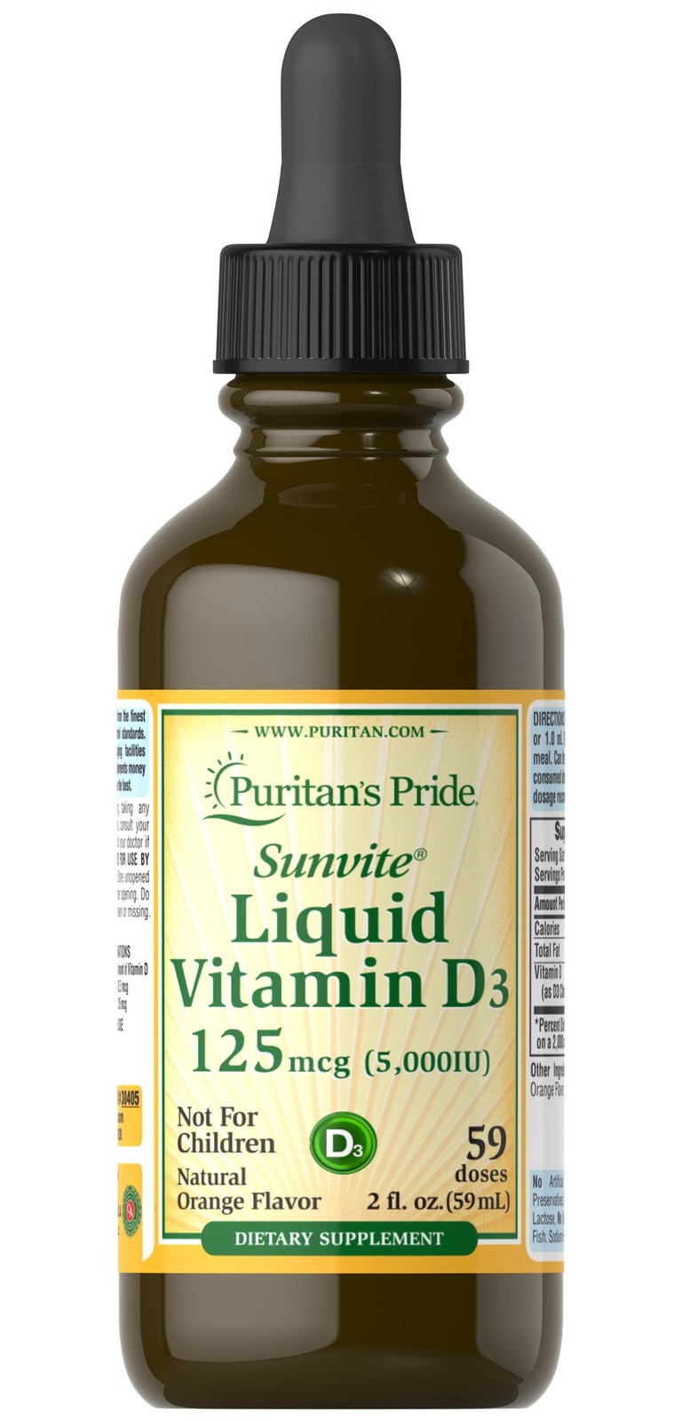 Puritan’s Pride Liquid Vitamin D3 5000 IU – 2 oz Liquid
