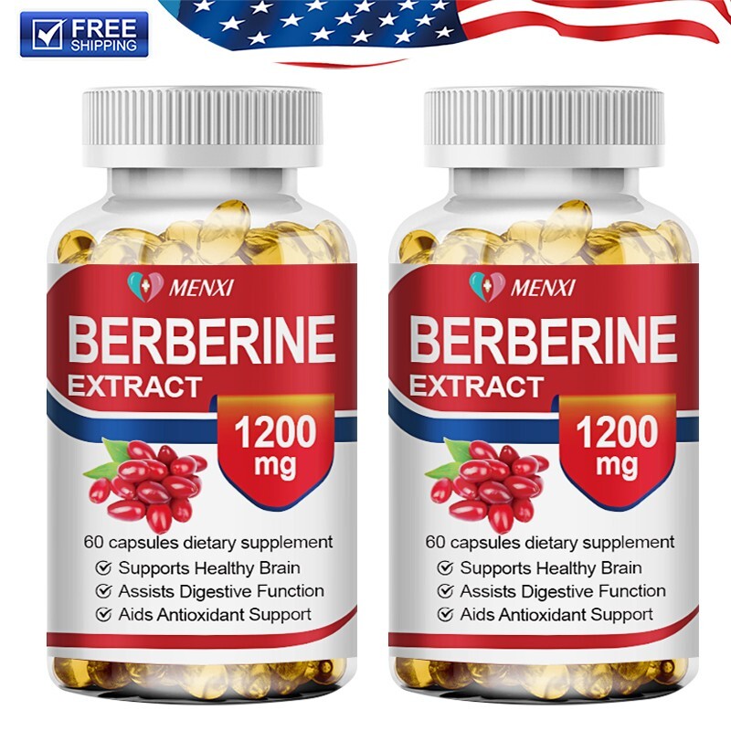 2Packs 1200mg Berberine Capsules, Natural HCL Extract, Healthy Cholesterol Caps