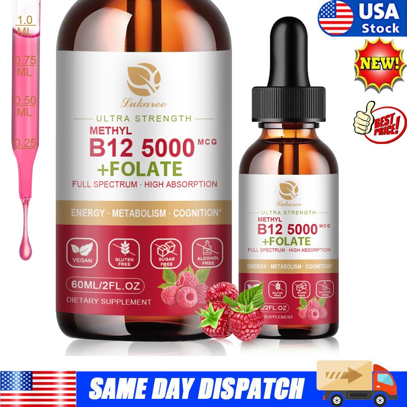 Vitamin B12 Sublingual Drops Vegan Vitamins Liquid-Full Spectrum-Methylcobalamin