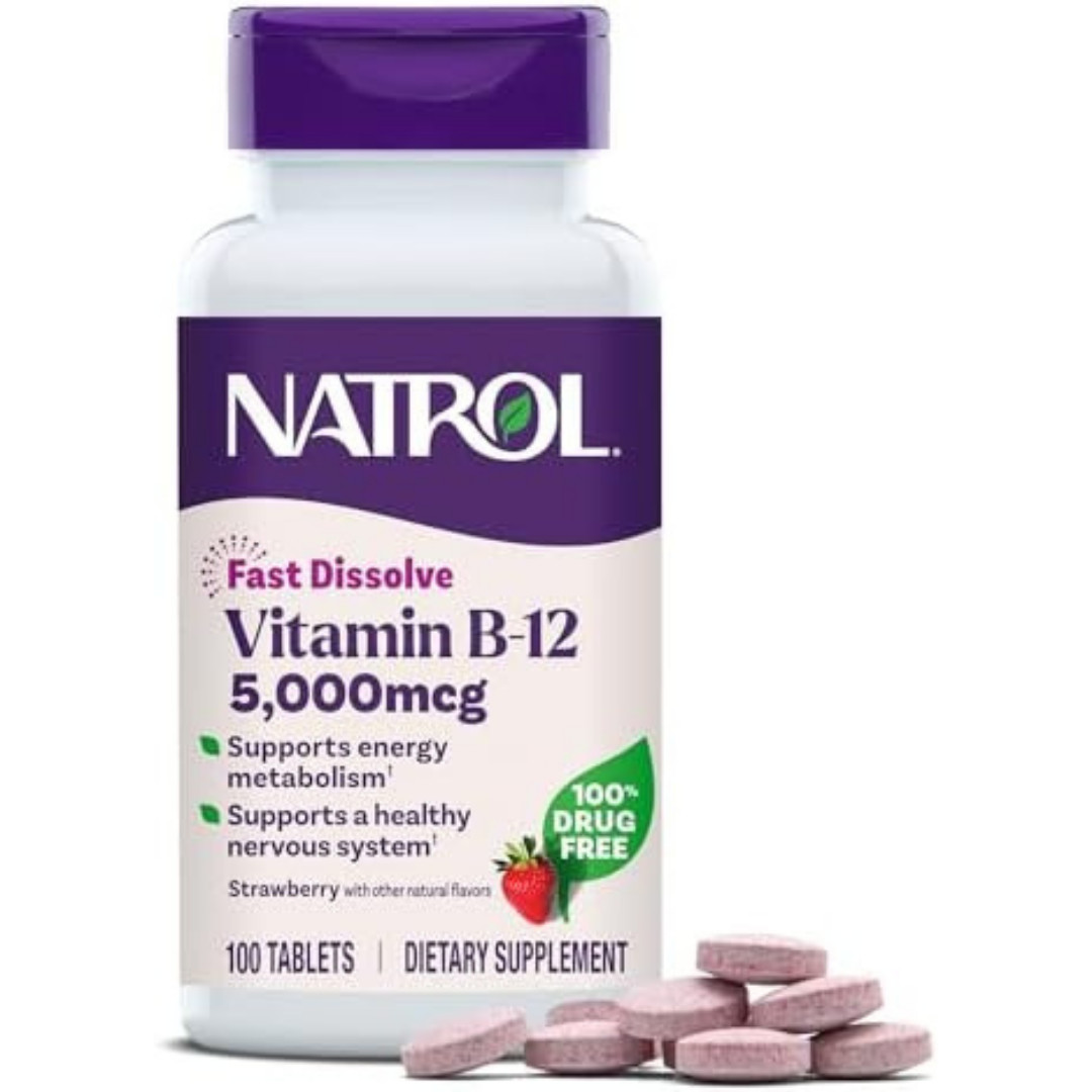 Natrol Vitamin B12 Fast Dissolve Tablets, Promotes Energy, Support a Health Fast